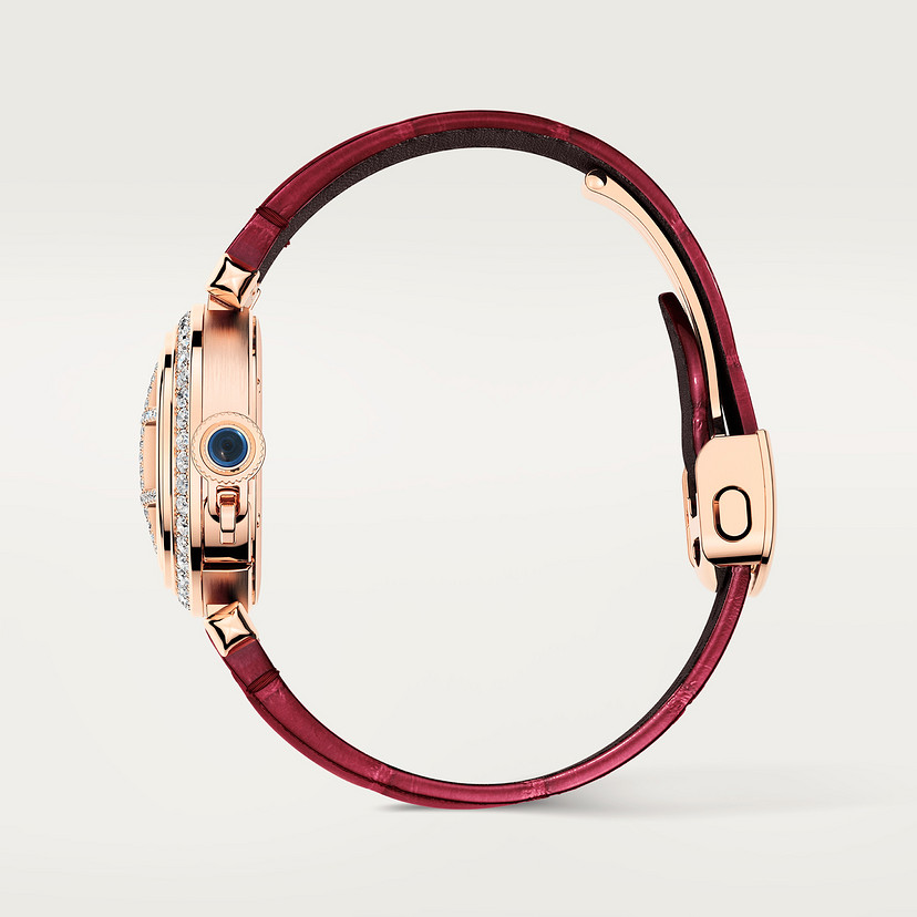 Orologio Pasha de Cartier movimento al quarzo 30 mm diamanti oro rosa cinturini in pelle intercambiabili - immagine 5