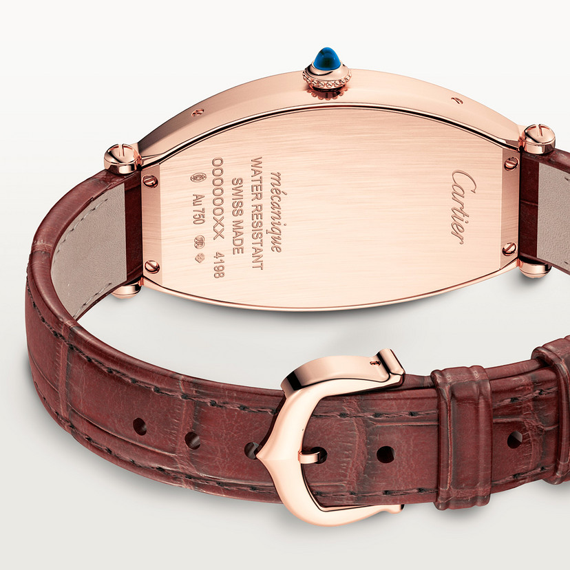 Orologio Tonneau Modello grande movimento meccanico a carica manuale pelle oro rosa - immagine 2