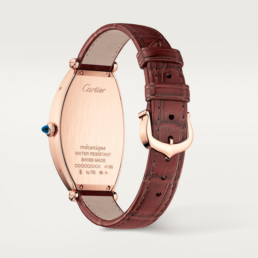 Orologio Tonneau Modello grande movimento meccanico a carica manuale pelle oro rosa - immagine 3