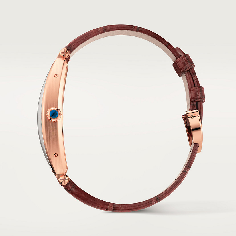 Orologio Tonneau Modello grande movimento meccanico a carica manuale pelle oro rosa - immagine 4