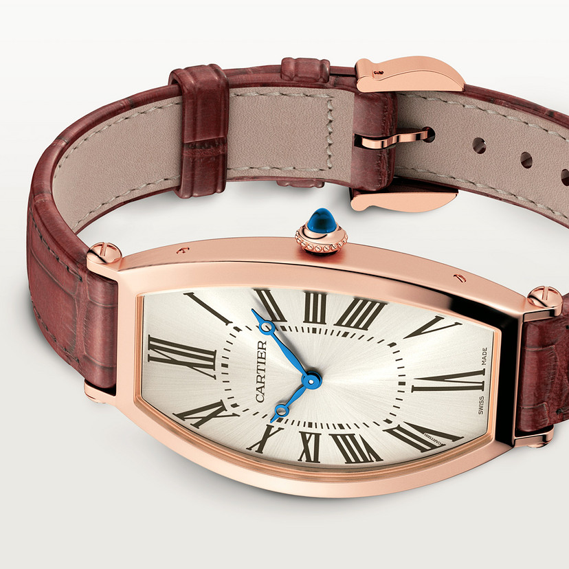 Orologio Tonneau Modello grande movimento meccanico a carica manuale pelle oro rosa - immagine 6