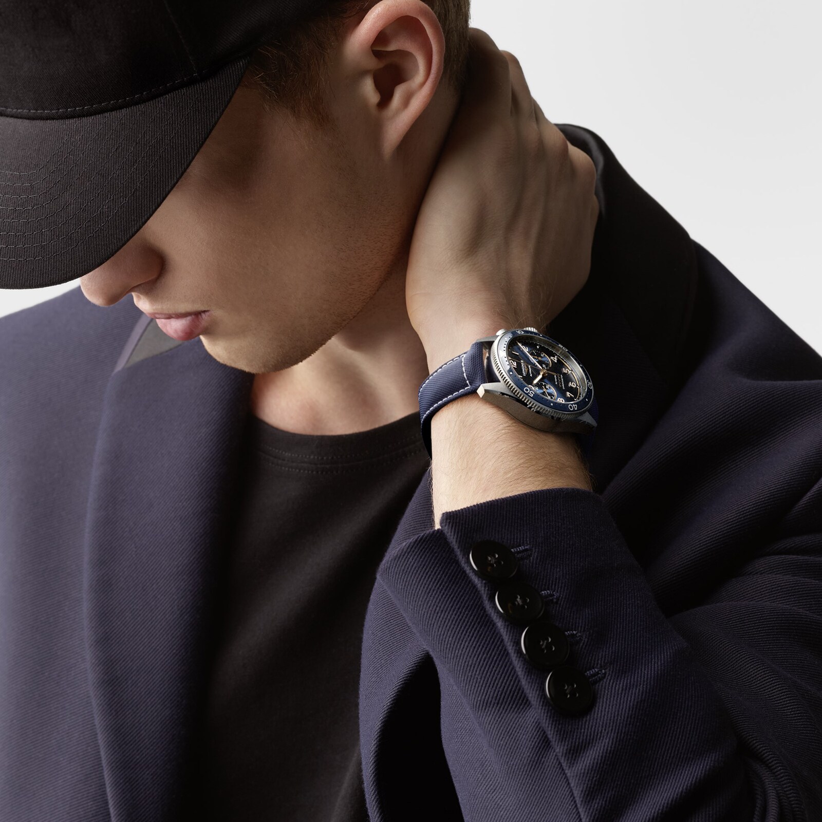 Longines Spirit Flyback 42 mm acciaio cinturino in tessuto blu quadrante blu sunray L38214932 - immagine 7