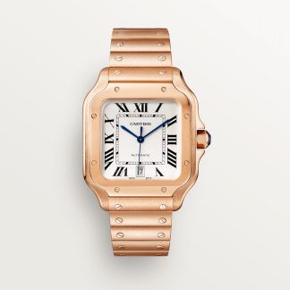 Orologio Santos de Cartier Modello grande movimento automatico oro rosa bracciali intercambiabili in metallo e pelle
