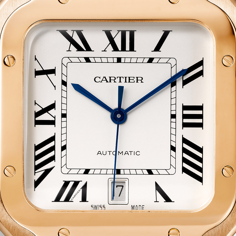 Orologio Santos de Cartier Modello grande movimento automatico oro rosa bracciali intercambiabili in metallo e pelle - immagine 5