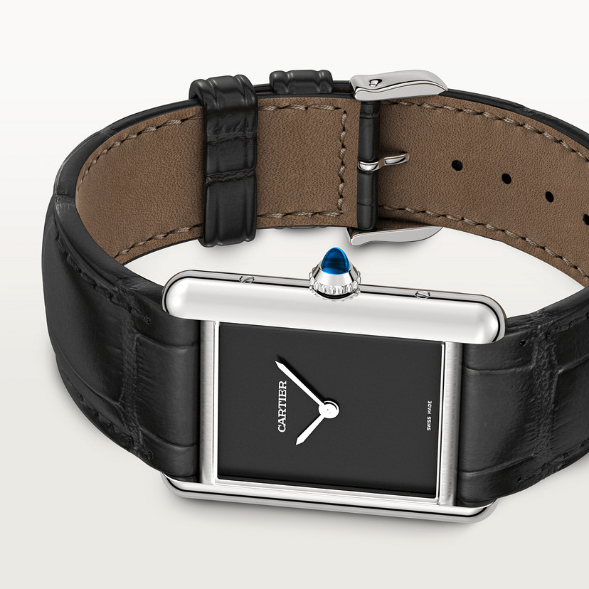 Orologio Tank Must de Cartier Modello grande movimento al quarzo acciaio pelle - immagine 4