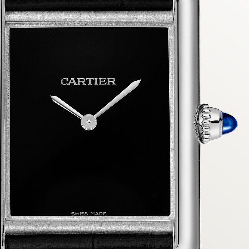 Orologio Tank Must de Cartier Modello grande movimento al quarzo acciaio pelle - immagine 5