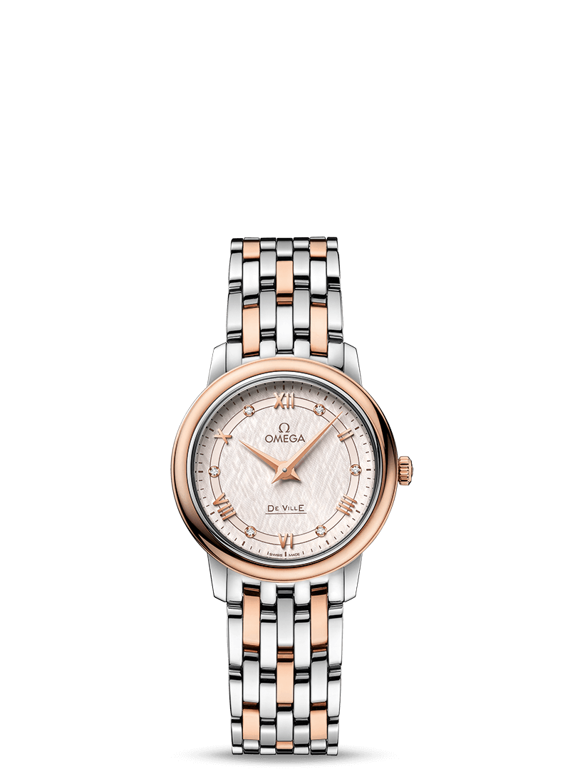 perfetto Omega Orologio De Ville Steel oro rosso con diamanti 424.20.27.60.52.003